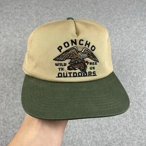 Poncho Outdoors Hat Cap Snapback Tan Green Embroidered Eagle Mens Wild Free TX